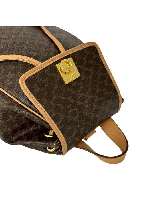 Celine Vintage Macadam Blason Triomphe Pattern Logo Ring Leather Backpack Brown main image 8